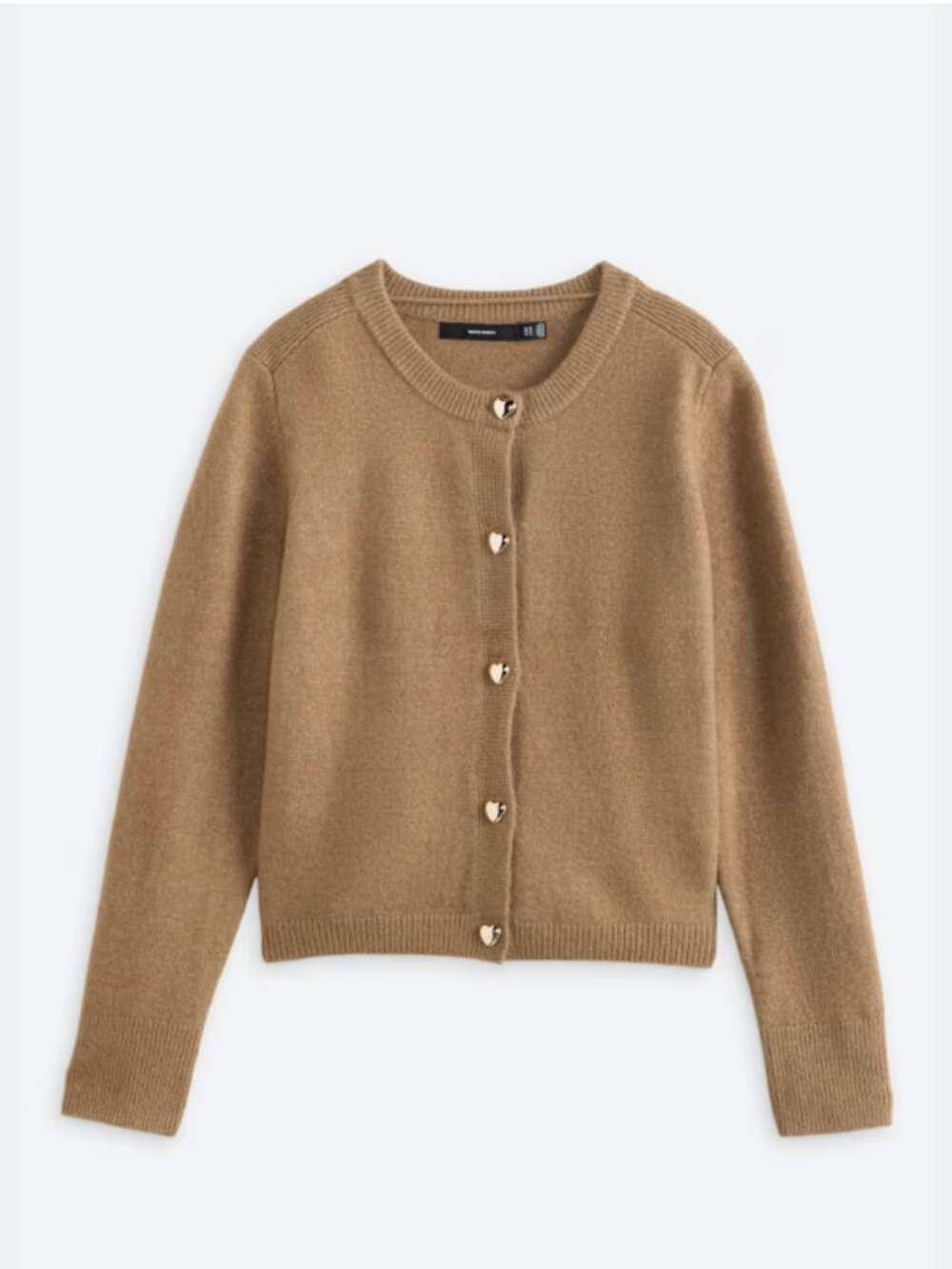Vero Moda Wool Blend Brown Heart Detail Button-Front Sweater Cardigan S